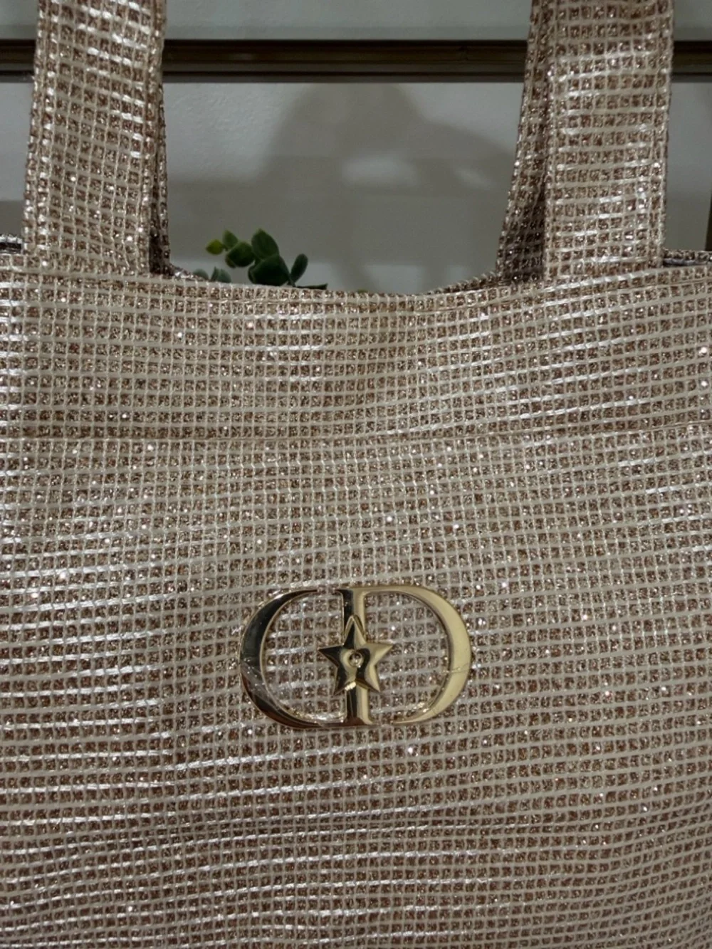 Dior Small Gold Straw Tote with Metallic Gold Handles - Picture 4 of 14